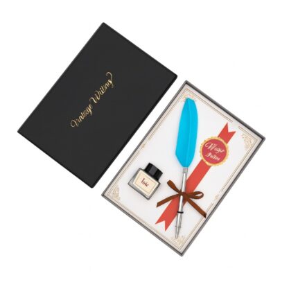 엔틱 깃털 일반닙 만년필(하늘색) / 클래식 추억 잉크펜 선물