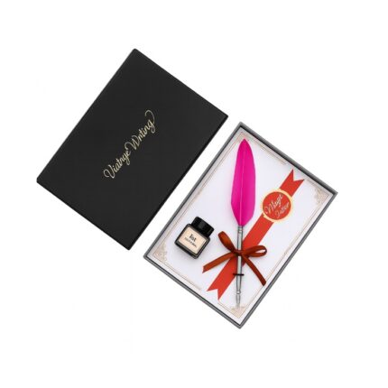 엔틱 깃털 일반닙 만년필(분홍색) / 클래식 추억 잉크펜 선물